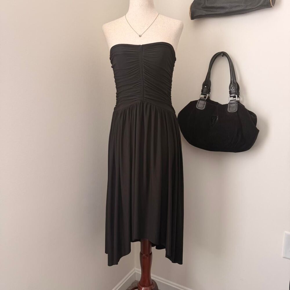 Misa Los Angeles Black Strapless Asymmetrical Dress Size S Going Out Cocktail